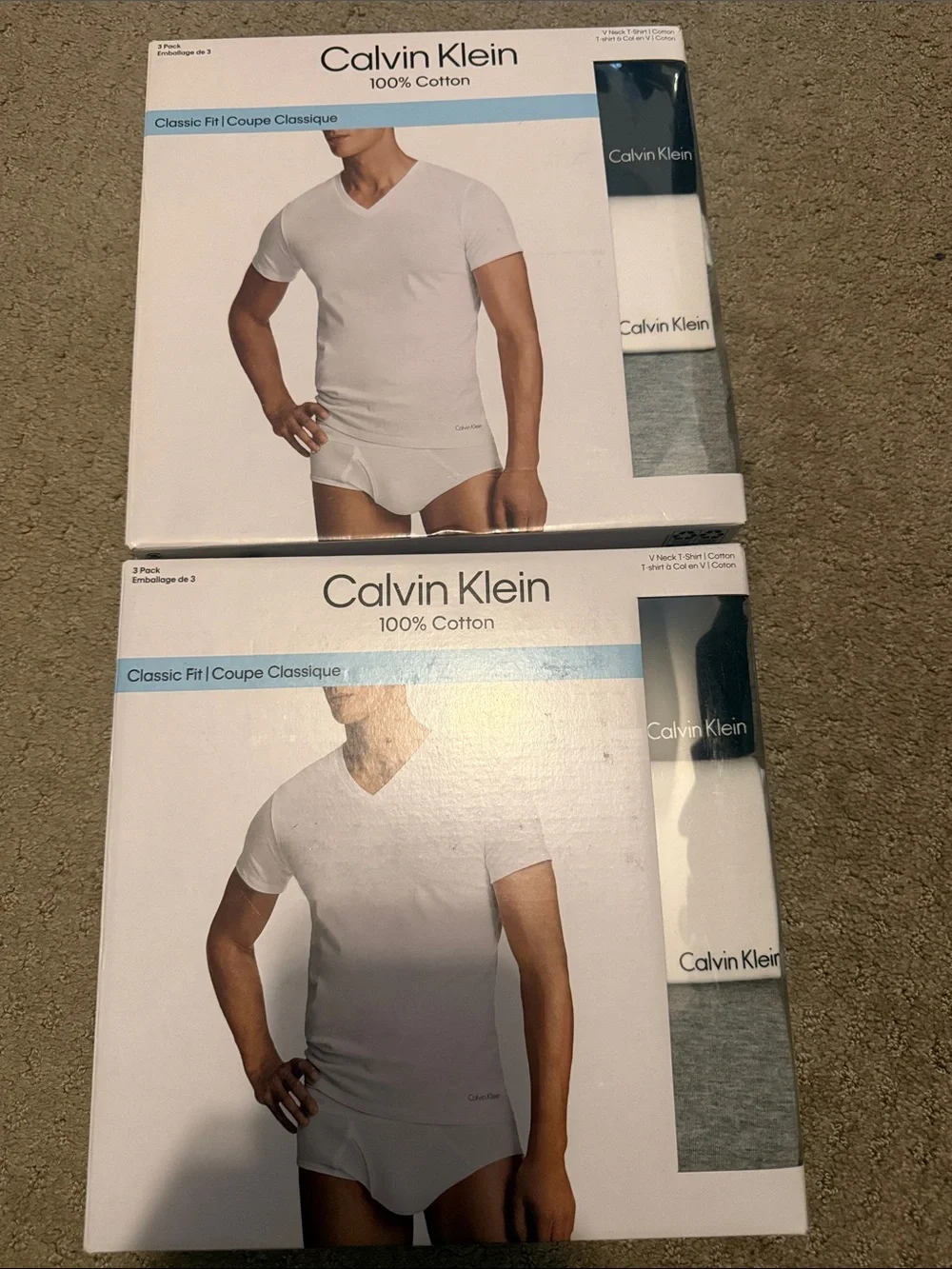 Calvin Klein classic for V neck t shirt 3 pk x2
